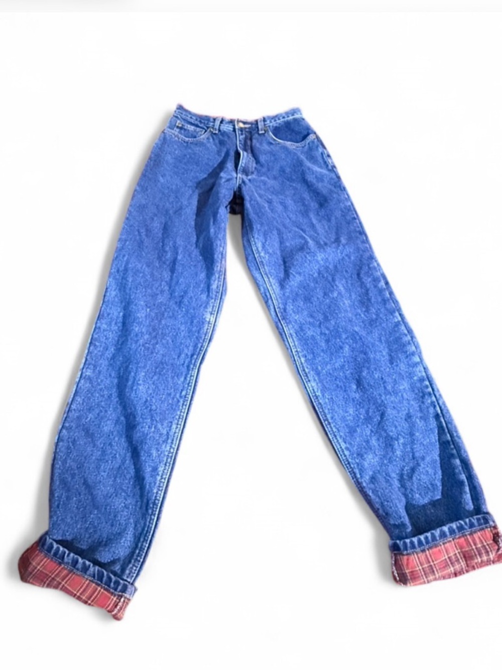 Eddie Bauer Vintage Flannel Lined Jeans Women’s 8 Tall Straight Leg Blue Denim